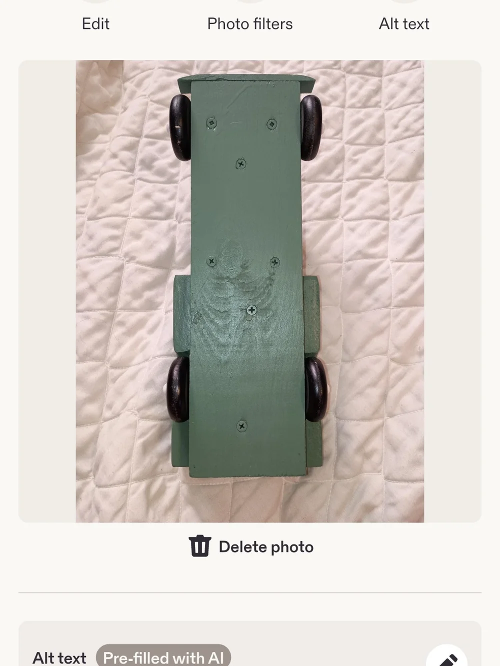 Wooden Green Toy Truck for Kids That Holds Crayons